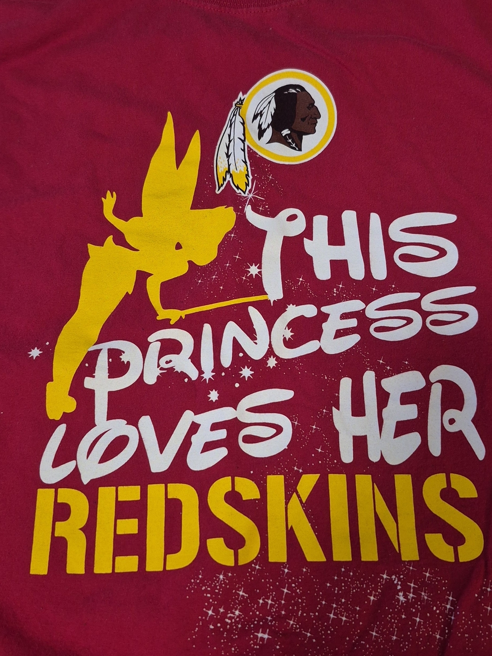 Womens Redskins Disney Tinker Bell 'This Princess Loves Her Redskins' XL